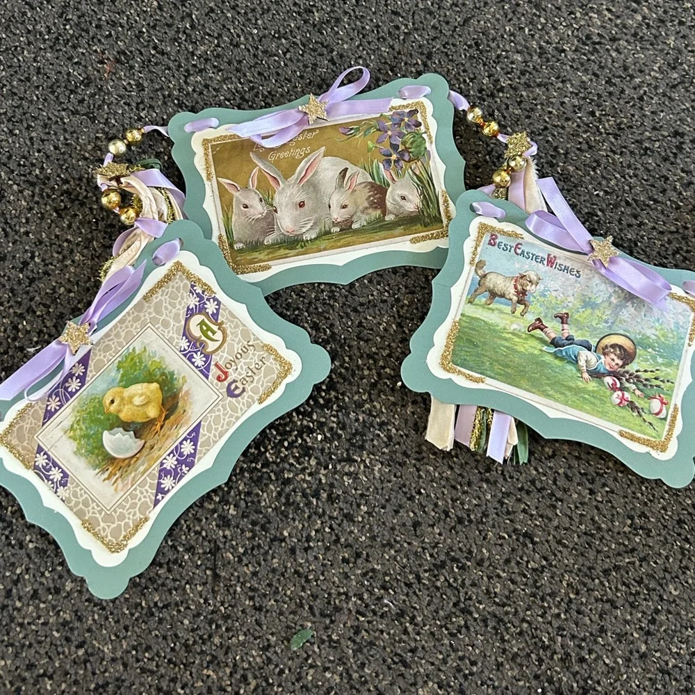 Easter postcard 1900’s vintage repurposed Holiday garland